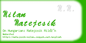 milan matejcsik business card